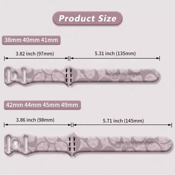 White Coach Silicone Apple Watch Band Fit 42/44/45/49mm Watch straps Modern Band - Picture 7 of 7